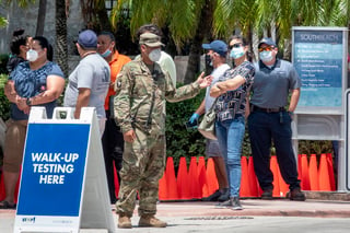 Florida registró un récord de más de 10,000 casos de COVID-19 en 24 horas, en medio de un repunte de los contagios que ha obligado a tomar medidas adicionales para evitar un colapso hospitalario. (ARCHIVO) 