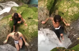 Ambos turistas 'desaparecieron' al ingresar a la cascada que conecta con un cenote, motivo que los ha llevado a volverse viral (CAPTURA)   