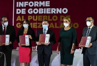 Marina Vitela Rodríguez, entregó el informe de resultados correspondiente a su primer año de gobierno que comprende el periodo del primero de septiembre del 2019 al mes de agosto de este 2020. (DIANA GONZÁLEZ/EL SIGLO DE TORREÓN)
