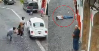 El sujeto terminó tirado en la calle tras recibir la golpiza por parte del acompañante de su víctima (CAPTURA) 