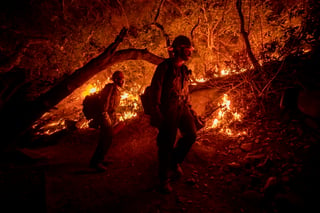Un incendio que avanza en el Bosque Nacional de Los Ángeles (EUA), al noreste de la ciudad, ha puesto en alerta a las autoridades locales por su proximidad y por la cantidad de contaminación aérea que ha afectado en gran medida la calidad del aire angelino. (ARCHIVO) 