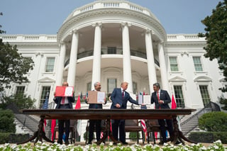 El presidente de EUA, Donald Trump, encabezó la ceremonia de firma de los históricos Acuerdos de Abraham.