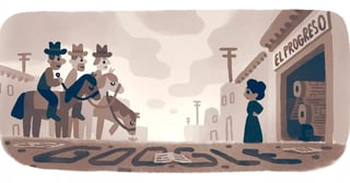 El 'doodle' que Google le dedica a Jovita Idár muestra uno de los momentos más emblemáticos de su vida (CAPTURA)   