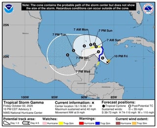 Se prevé que llegue como tormenta tropical al estado, entre Tulum y Playa del Carmen, hoy por la tarde, y que se presenten vientos de 95 kilómetro y rachas de 110.
(EFE)