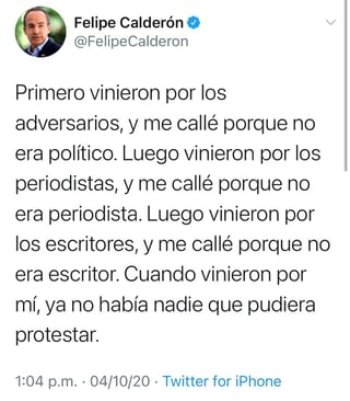 El mensaje de Calderón provocó que diversos usuarios reaccionaran en redes y respondieran a la publicación a favor o en contra.