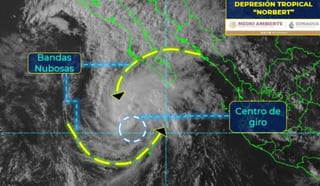 El Servicio Meteorológico Nacional (SMN) informó que, derivado de la depresión tropical “Norbert”, se pronostican lluvias puntales fuertes al sur de la Península de Baja California Sur. (TWITTER)