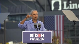 El expresidente de EUA Barack Obama (2009-2017) entró este miércoles en campaña para apoyar al que fuera su vicepresidente y ahora candidato demócrata a la Casa Blanca, Joe Biden, cuando faltan menos de dos semanas para los comicios. (ARCHIVO)