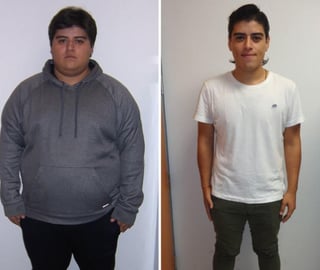 Sebastián con una disciplina admirable ha logrado bajar 55 kilogramos.  