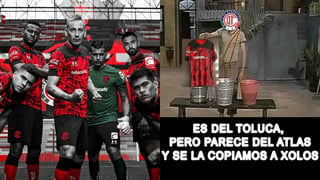 El nuevo uniforme de local de los Diablos Rojos del Toluca ha causado confusión y burlas en redes sociales. (ESPECIAL)
