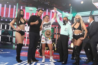 Tras coronarse campeona del mundo el 12 de diciembre, la 'Pequeña Lulú' Juárez, quiere una defensa explosiva. . (Promociones del Pueblo)