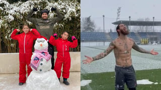 Este jueves en España ha caído una intensa nevada que, sin pensarlo, jugadores como Sergio Ramos y Héctor Herrera disfrutaron del momento y lo compartieron en redes sociales. (ESPECIAL) 
