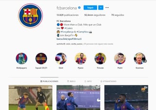 El Barcelona consiguió este 2020, por sexto año consecutivo, ser la entidad deportiva del mundo que genera más interacciones en las redes sociales, con un total de 1.603 millones de 'me gustas', comentarios y comparticiones de contenido, según datos del portal de análisis Blinkfire. (ESPECIAL)