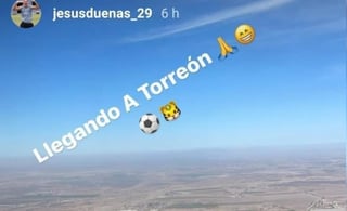 El jugador Jesús Dueñas compartió una fotografía de Torreón desde el aire mientras arribaba a la ciudad (CAPTURA)  