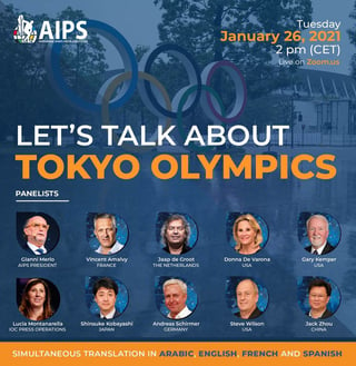Un total de 10 periodistas deportivos de todo el mundo, darán su punto de vista acerca de los Juegos Olímpicos de Tokio. (Cortesía AIPS)