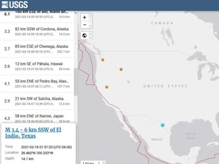 Un sismo de 3.4 grados se registró durante la mañana de este jueves 18 de febrero en sursuoreste de la población de El Indio, en Texas y a una profundidad de 14.1 kilómetros; según revelan diversas páginas de registro de sismos en Estados Unidos. (ARCHIVO)