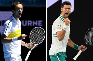 El ruso Daniil Medvedev (i) quiere su primer título de Grand Slam, mientras que Novak Djokovic buscará el número 18. (ESPECIAL)