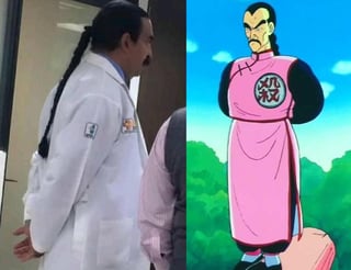 El médico que se presume es de Nuevo León, se viralizó en redes gracias a su 'parecido' con el personaje de Dragon Ball (FACEBOOK) 