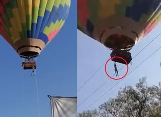 Testigos intentaron ayudar al hombre que quedó colgado de la canastilla para evitar que cayera desde casi 20 metros de altura (CAPTURA)  