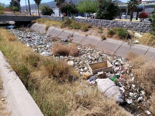 Ante la gran cantidad de acumulación de basura en los canales de riego y a lo largo del cauce, desde la presa Francisco Zarco, se tuvo que solicitar maquinaria pesada para retirar los desechos. (FABIOLA P. CANEDO)