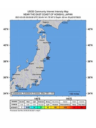 El seísmo se produjo a las 18:09 hora local del sábado (9:09 GMT), con epicentro en el mar frente a la costa de Miyagi y a unos 60 kilómetros de profundidad, según informó la Agencia Meteorológica de Japón (JMA).
(EFE)