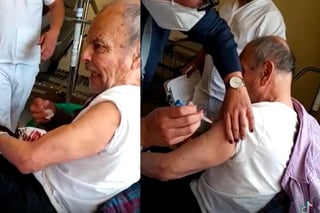 El hombre mayor se ha viralizado gracias a sus reacciones mientras era vacunado (CAPTURA) 