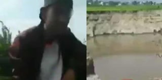 El video difundido en redes sociales muestra a los sujetos en presunto estado de ebriedad, burlarse tras ingresar a los límites del socavón en Puebla sin ser detectados (ESPECIAL) 