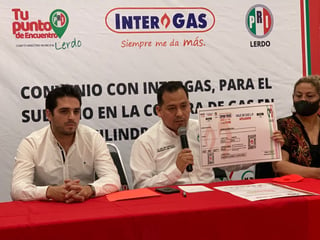 El PRI en Lerdo imita programa del 'Gas Bienestar' anunciado por el Gobierno de AMLO. (DIANA GONZÁLEZ)