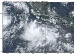 La tormenta tropical 'Linda' se localizó al sur-suroeste de las costas del estado de Colima en el Pacífico mexicano y su paso continuará provocando fuertes lluvias en estados del oeste y sur del país, informó este miércoles el Servicio Meteorológico Nacional (SMN). (ESPECIAL)