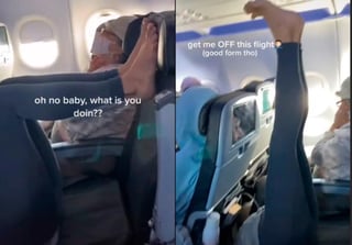 El internauta conocido como Jay chang en redes sociales compartió el extraño momento que vivió durante un viaje en avión, donde una pasajera comienza a hacer yoga en su propio lugar.