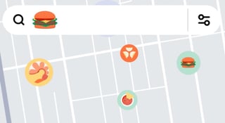 La nueva actualización de Uber Eats, incluye un nuevo mapa de navegación, el cual cuenta con una barra de búsqueda en la que los usuarios podrán escribir o poner un emoji de sus gustos (CAPTURA) 