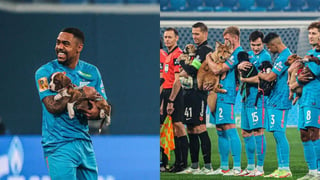 Los jugadores del equipo Zenit de San Petersburgo ruso han encantado en las redes sociales después de su bonita acción de saltar al campo con perros que buscan hogar. 
