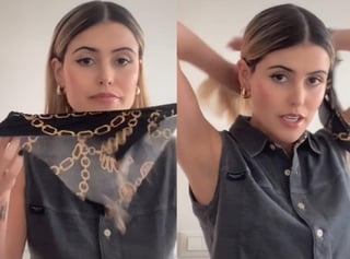En su video la 'tiktoker' sugirió a las mujeres utilizar unas pantaletas para sujetar su cabello si no se cuenta con una liga (CAPTURA) 
