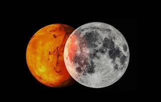 La Luna y Marte protagonizarán una  conjunción similar a un 'beso' que podrá presenciarse este último día del año (INTERNET) 
