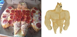 Internautas han comparado la forma de la pizza con el meme de Doge (CAPTURA)  