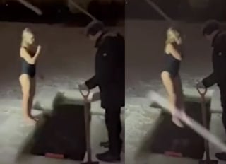 En redes ha trascendido el video donde se ve a la mujer saltar al agua helada (CAPTURA) 