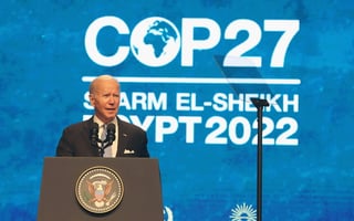 Biden participó en la cumbre del clima COP27, que se desarrolla en la ciudad egipcia de Sharm el Sheij.