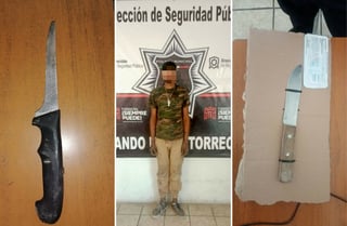 Se realizó la detención en Torreón de dos jóvenes a los que les aseguraron armas blancas; uno de ellos asaltó a una mujer. (EL SIGLO DE TORREÓN)