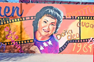 Se detallan facciones en el mural de Carmelita Salinas, el Municipio informó que va al 90 por ciento. (FERNANDO COMPEÁN)