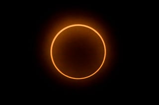 Fotografía del eclipse solar anular hoy, desde la provincia de Cocle (Panamá). (EFE)