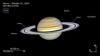 Los radios de Saturno son características transitorias que giran junto con los anillos. (ESA)