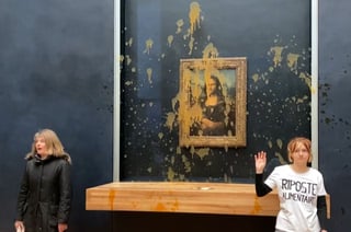 El domingo 28 de enero de 2024, dos mujeres llegaron hasta el Museo del Louvre, en París y lanzaron sopa frente la Mona Lisa. 