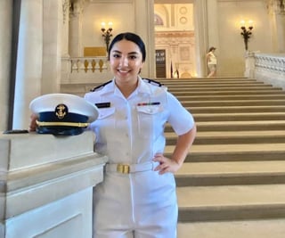 Andrea García es orgullosamente Lagunera, en mayo habrá de graduarse de la Academia Naval Annapolis. (CORTESÍA)