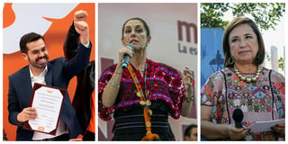 El debate contará con la participación de Claudia Sheinbaum de la coalición Sigamos Haciendo Historia; Xóchitl Gálvez, de la coalición Fuerza y Corazón por México, y Jorge Álvarez Máynez, de Movimiento Ciudadano. (ARCHIVO)