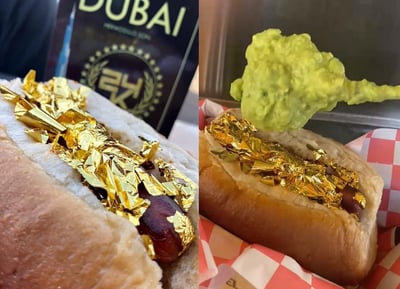 El negocio ubicado en Hermosillo, Sonora, asegura que el hot dog está bañado en laminas de oro comestible de 24k (CAPTURA) 