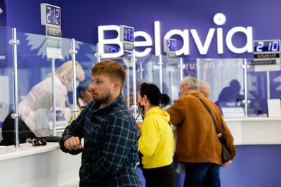 La aerolínea estatal Belavia fue la primera en sentir las consecuencias del incidente ocurrido el pasado 23 de mayo. (AP) 