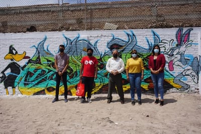 Dentro de la agenda de actividades preparadas para la conmemoración del Día Internacional de la Juventud, la Dirección Municipal de Atención a la Juventud (DIMAJUVE) de Matamoros, llevó a cabo un concurso de grafiti. (MARY VÁZQUEZ)