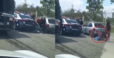 La policía de Cuautitlán Izcalli, fue captada agrediendo al hombre mayor en una supuesta revisión (CAPTURA)  