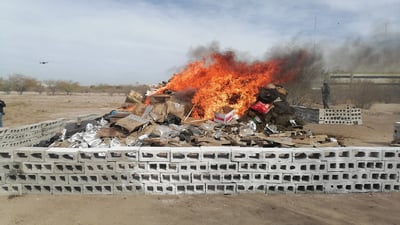 Incineran 1.9 toneladas de diversas drogas , armas de juguete y enseres aseguradas en Coahuila.