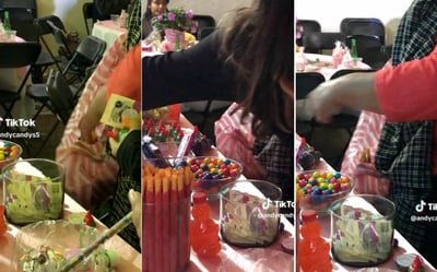 Una de las invitadas se llevó todos los dulces puestos en la mesa de una quinceañera. (ESPECIAL)