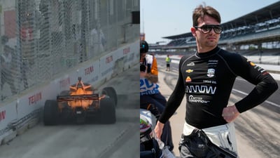 Imagen Piloto mexicano Pato O'Ward pierde el control y queda fuera del Grand Prix de Detroit